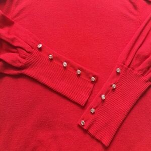 Joseph A. Red Mock Turtleneck Sweater Puff Long Sleeve Petite Small